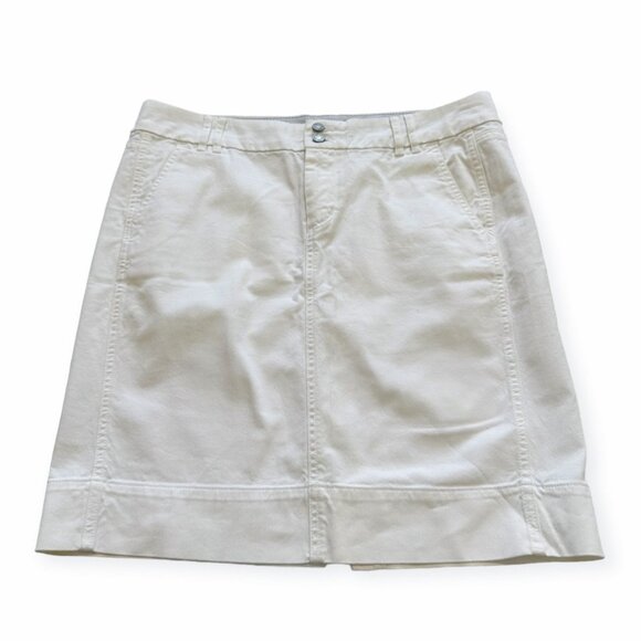 Gap 1969 Limited Edition White Denim Knee Length Skirt, Size 12 - Picture 1 of 10